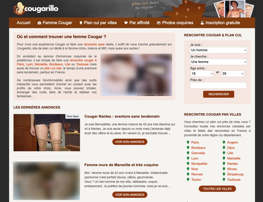 La page d'accueil de Cougarillo